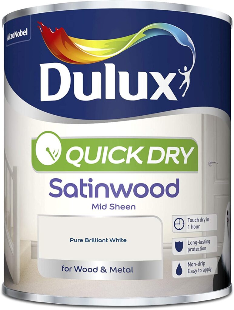 -Dulux quick dry satinwood paint for skirting boards
